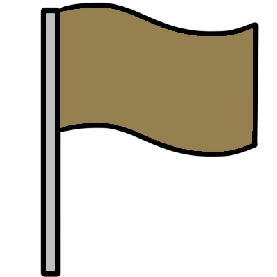 a waving beige flag on a light grey pole.